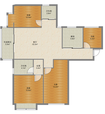 华强城三期 3室2厅2卫 117.00m&sup2;