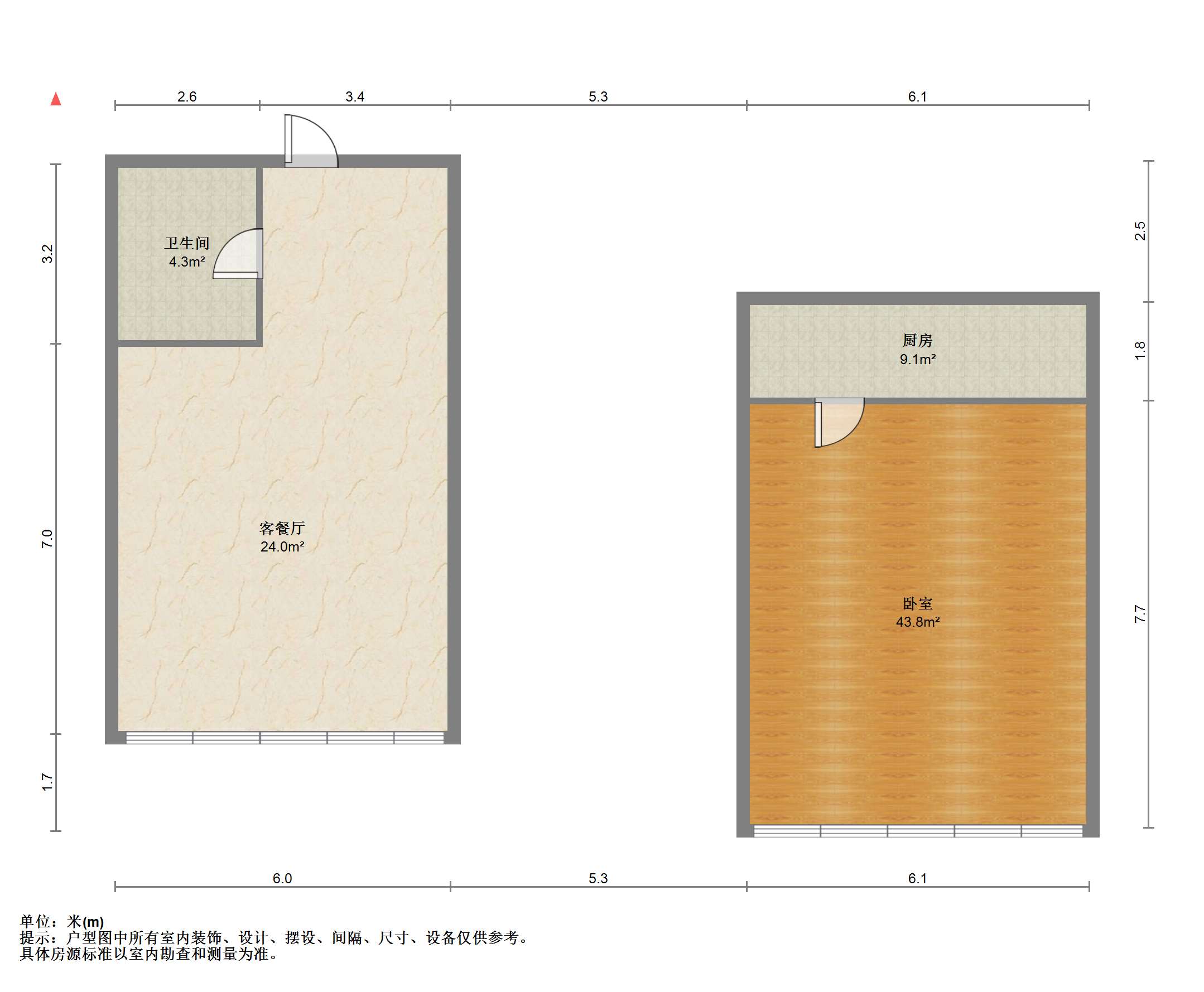 南山国际社区 1室1厅1卫 35.00m²