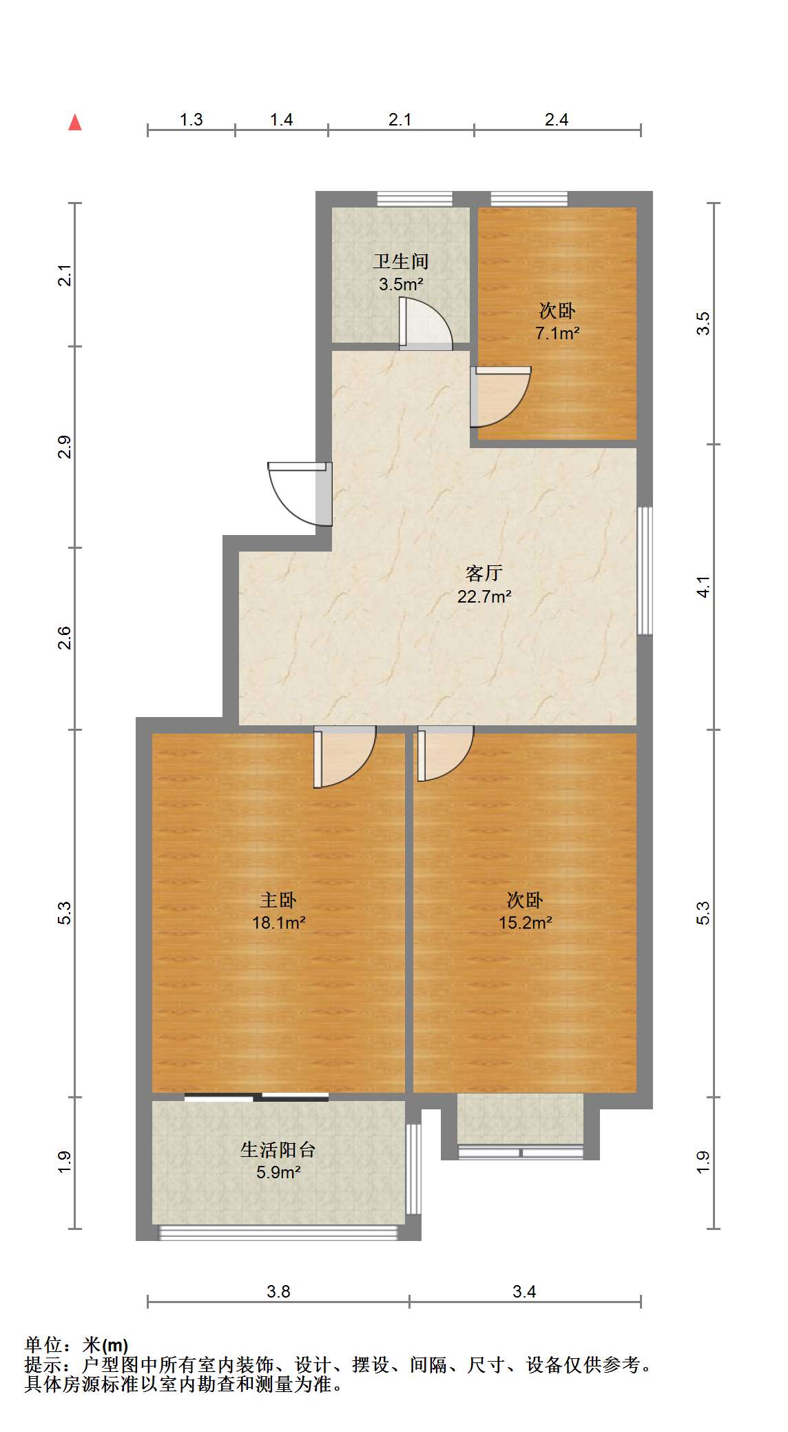学田东苑 3室1厅1卫 79.26m&sup2;
