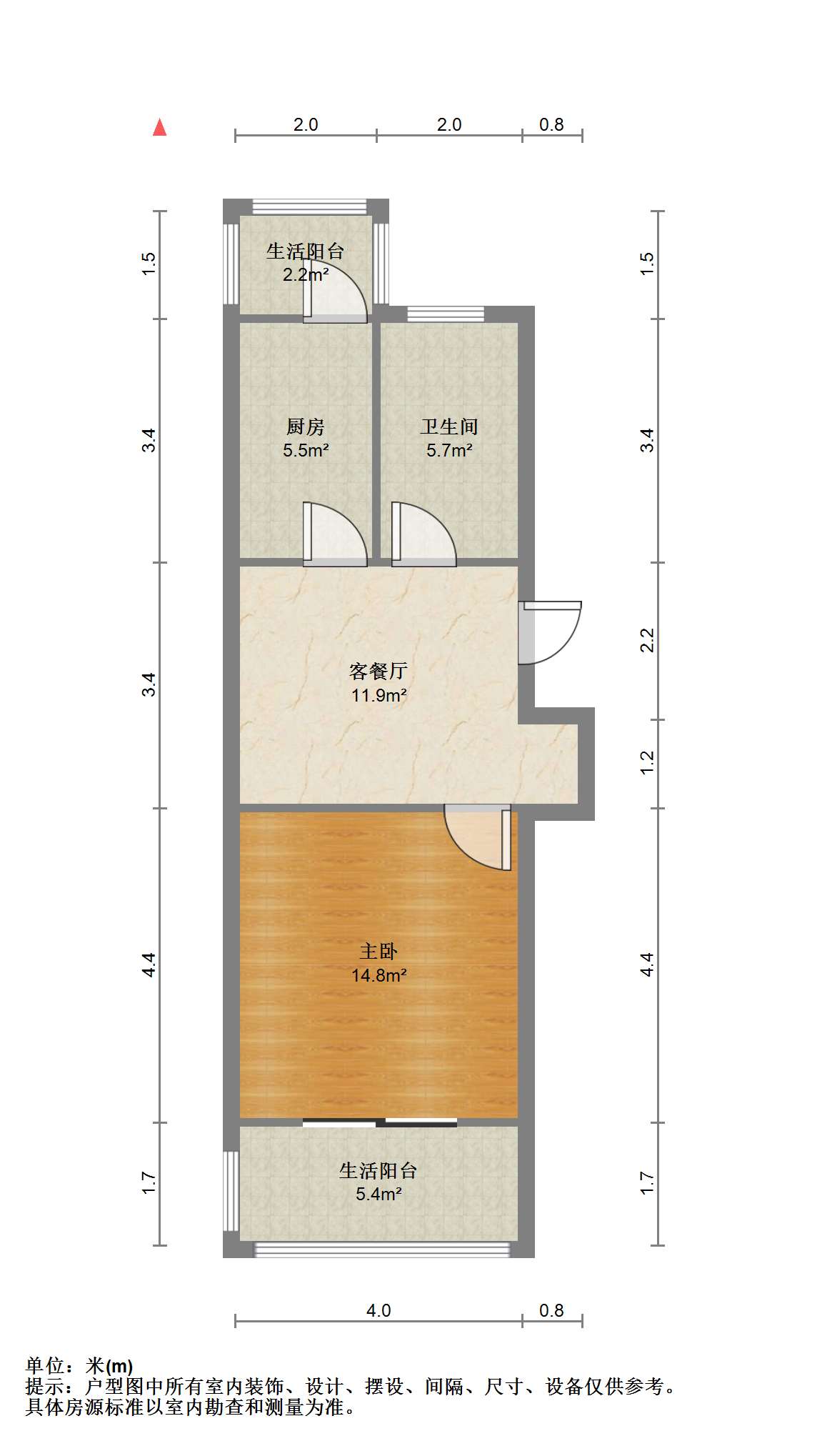 荟景苑 1室1厅1卫 60m&sup2;