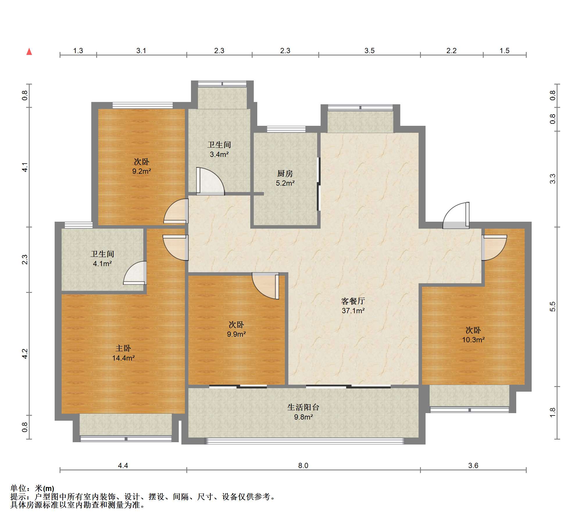 春风南岸西园 3室2厅2卫 126m&sup2;