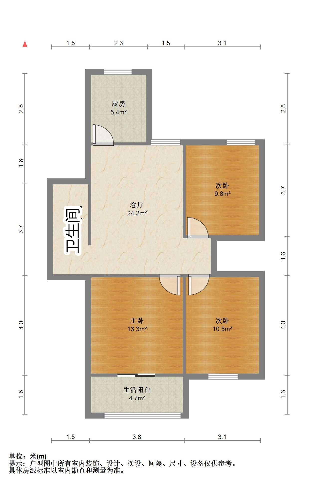 华威园 3室1厅1卫 90m&sup2;