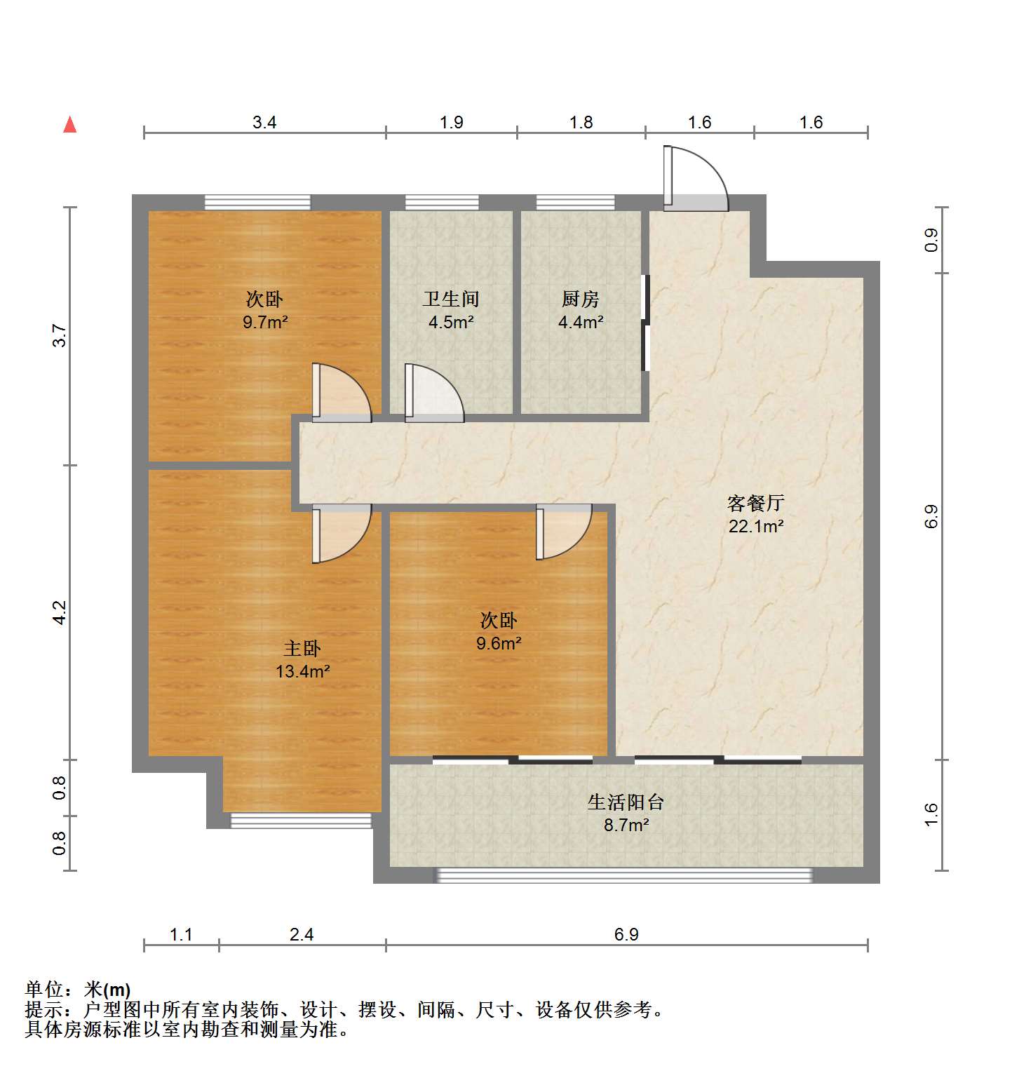 远创宸樾 3室2厅1卫 102m&sup2;