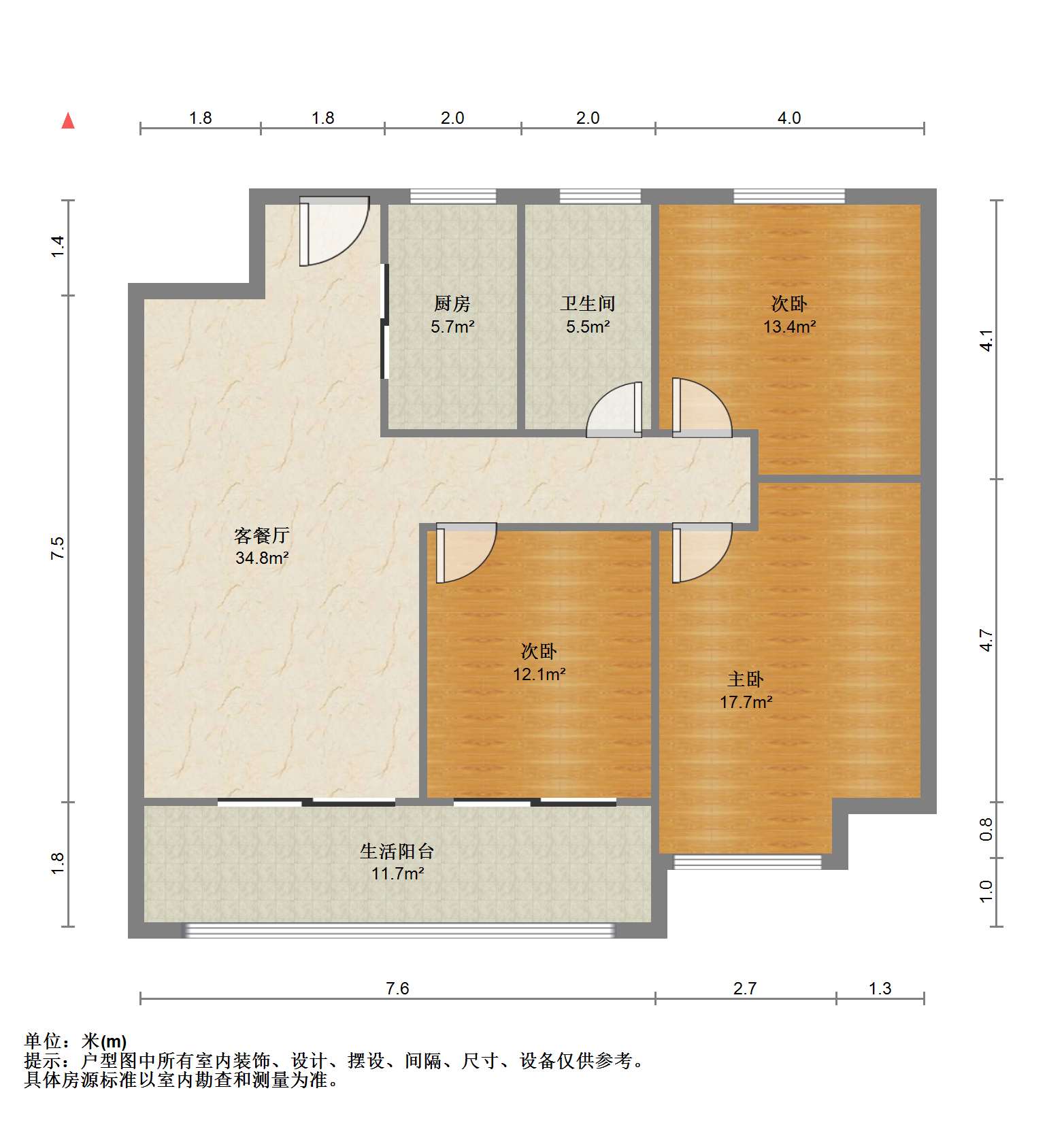 湖悦云境 3室2厅1卫 101m&sup2;