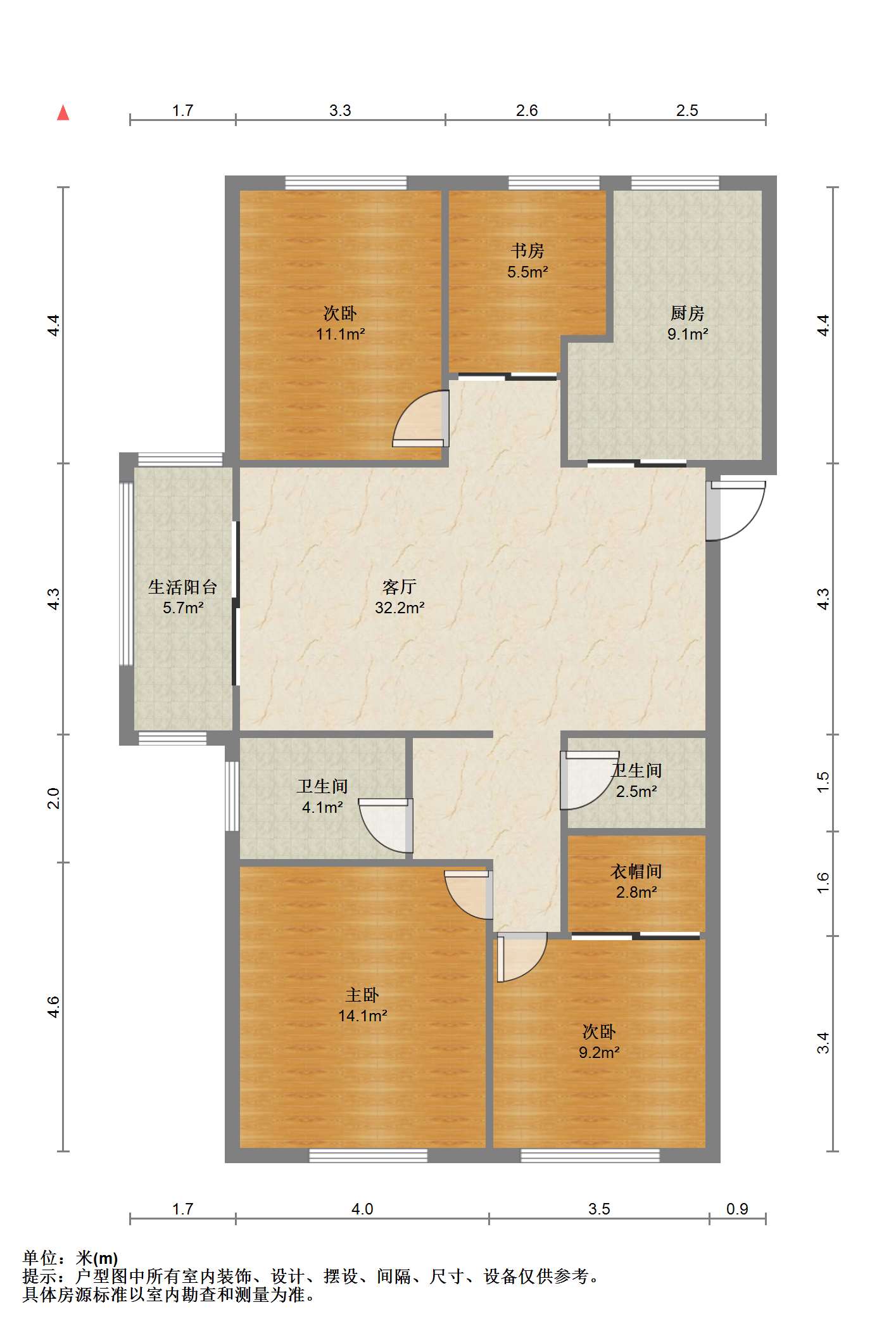 悦达悦海名邸 4室2厅2卫 125m&sup2;