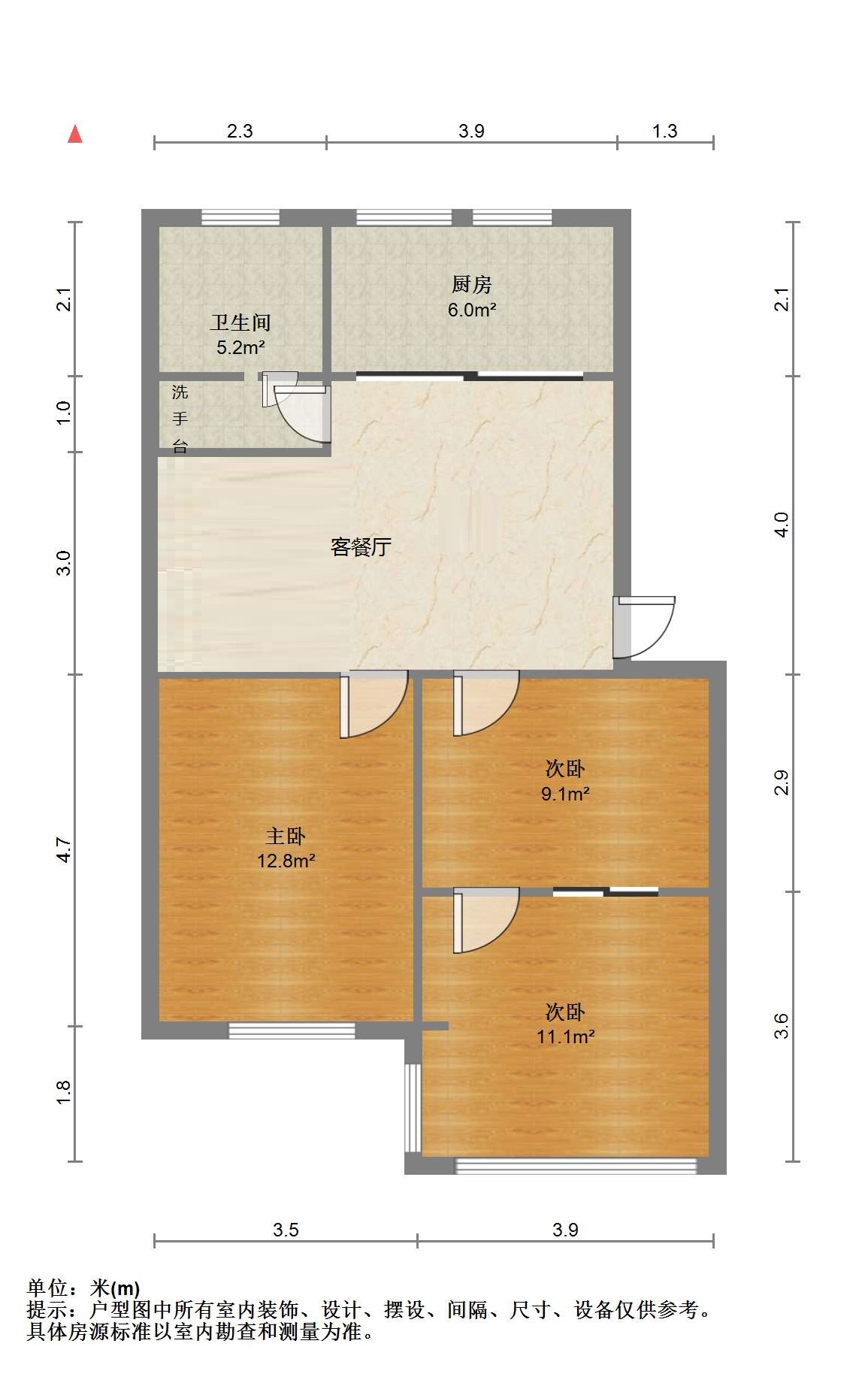 桃坞路服饰城 3室1厅1卫 76.62m&sup2;
