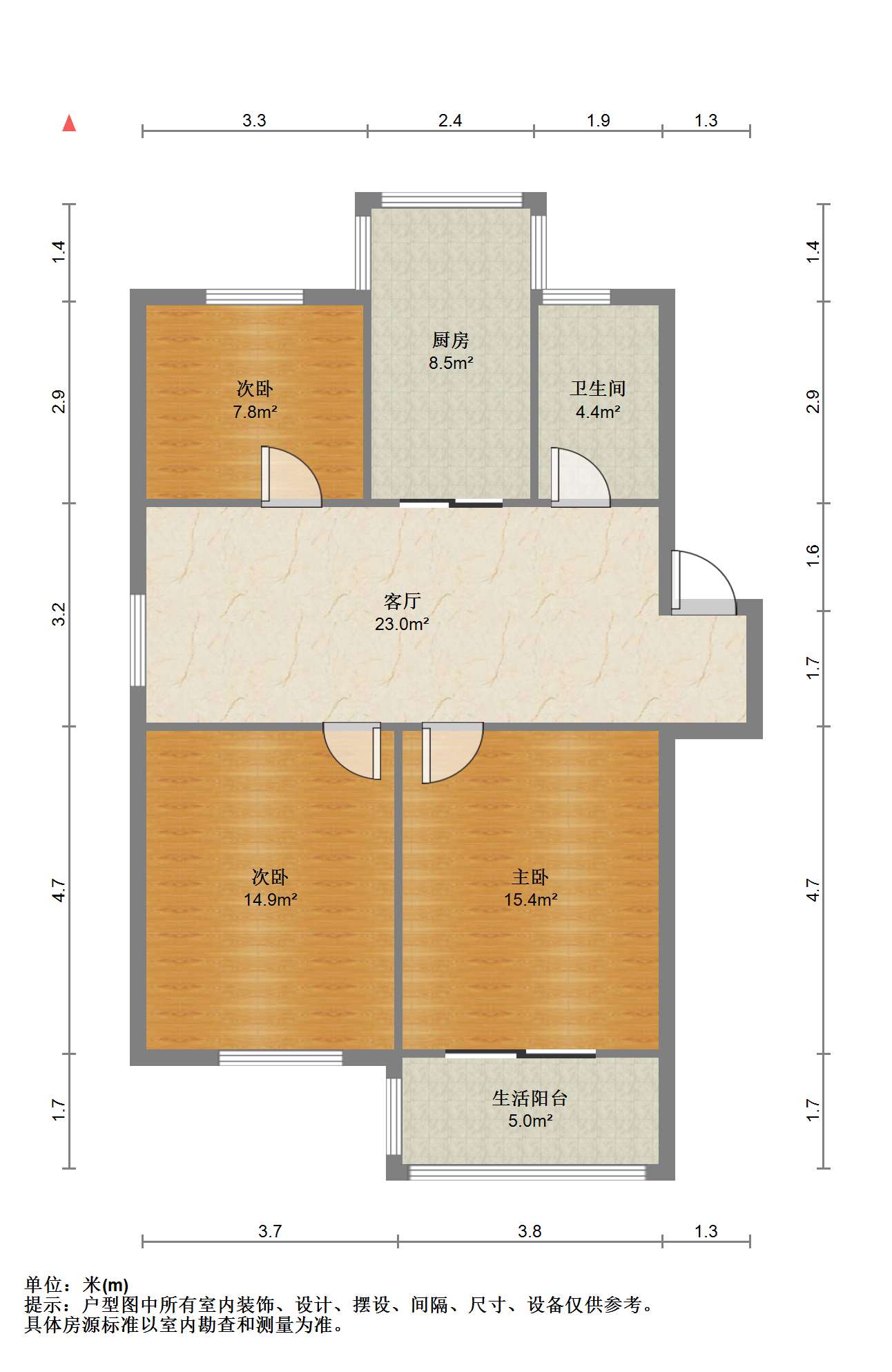千禧园 3室1厅1卫 91.46m&sup2;