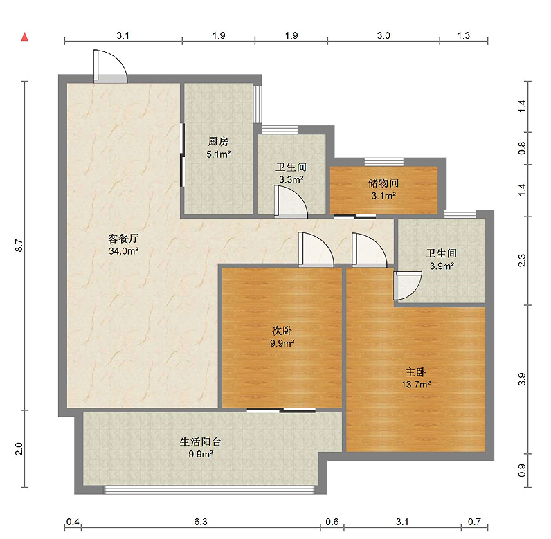 佳源都市 3室2厅2卫 113m&sup2;