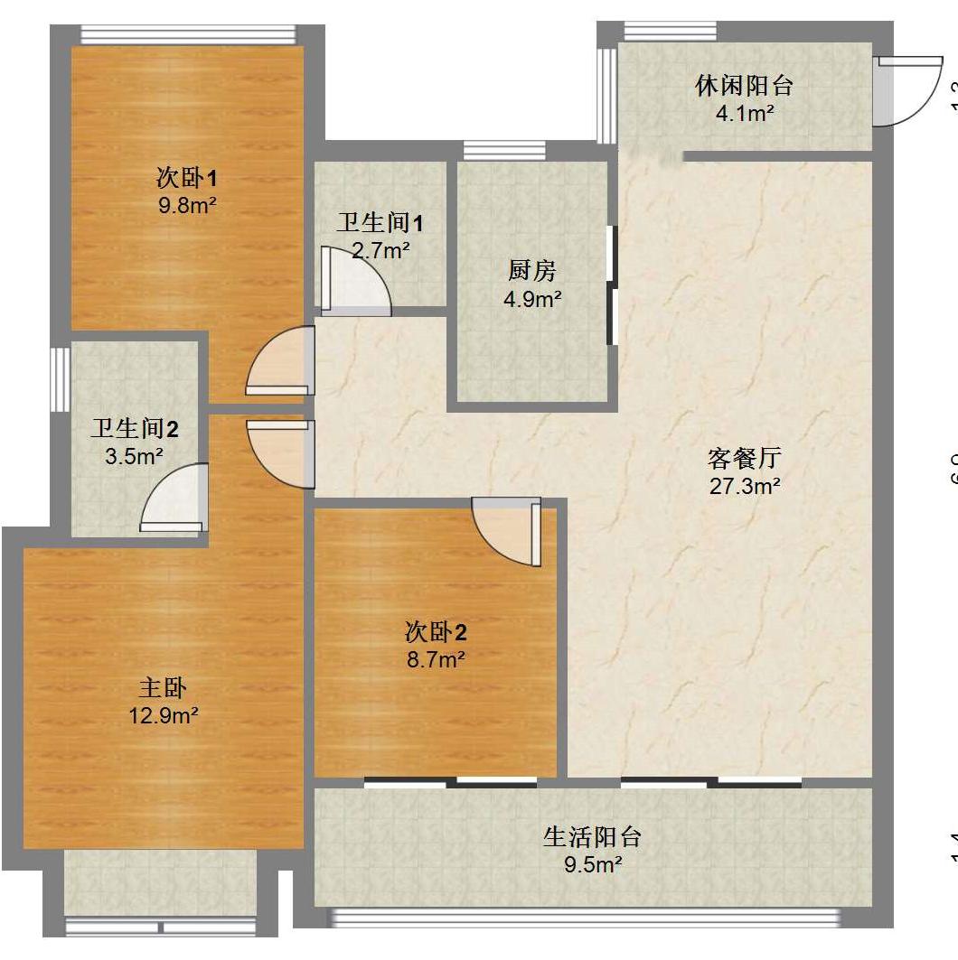 春风南岸西园 3室2厅2卫 121.96m&sup2;