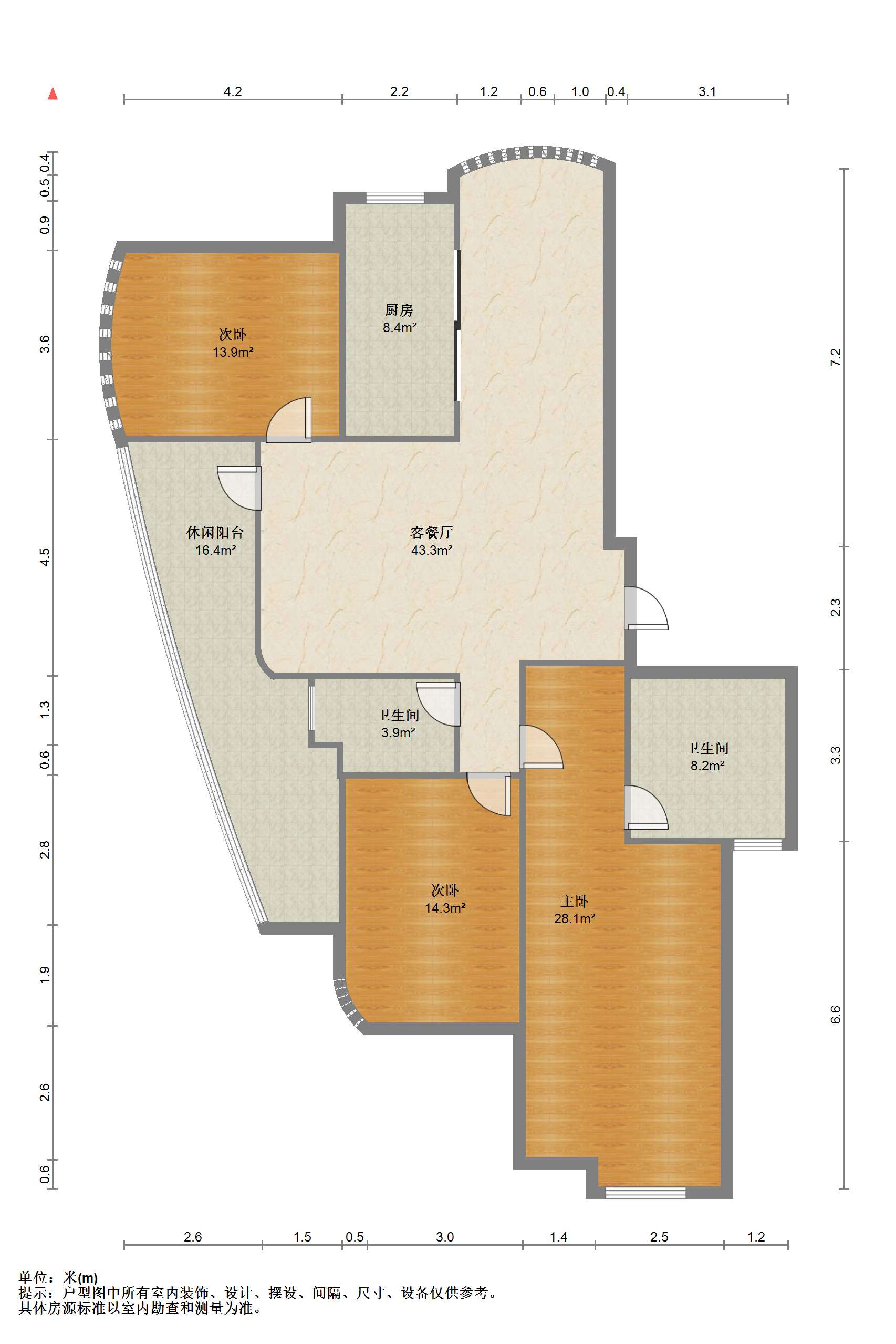 绿城玉兰公寓 3室2厅2卫 146.00m²