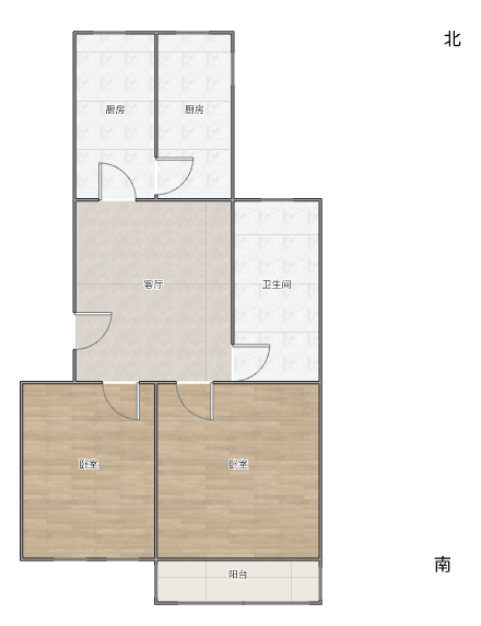 北濠新村二组团 2室1厅1卫 70m&sup2;