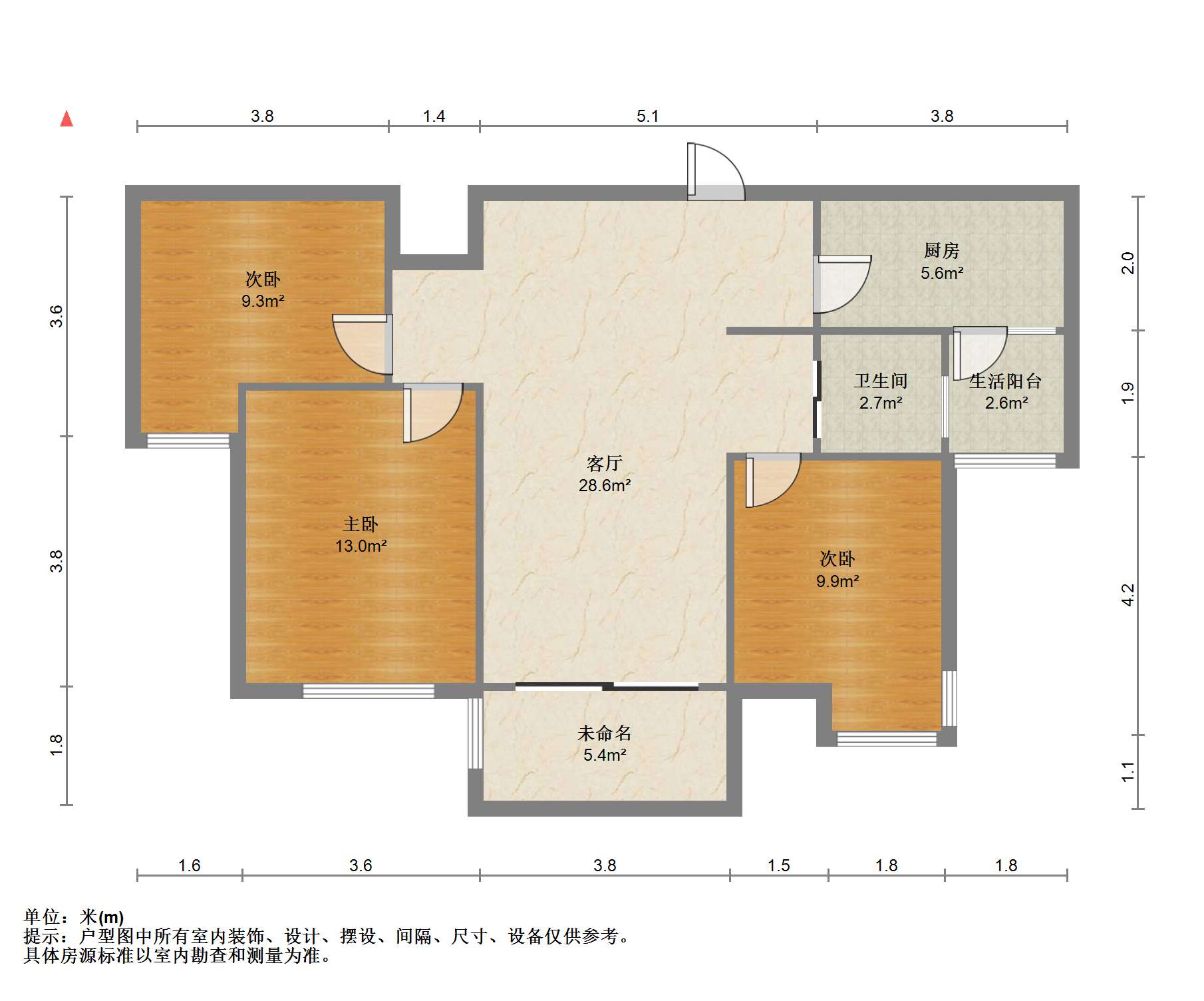 碧桂园(南通经济技术开发区) 3室2厅1卫 93.74m&sup2;