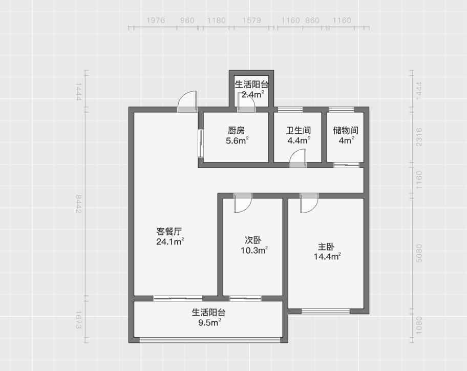 湖滨华庭 3室2厅1卫 98m&sup2;