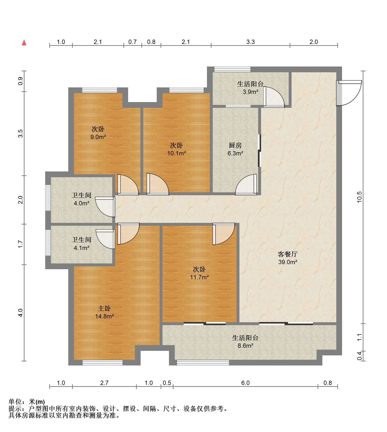 保利香槟国际 4室2厅2卫 144.6m&sup2;