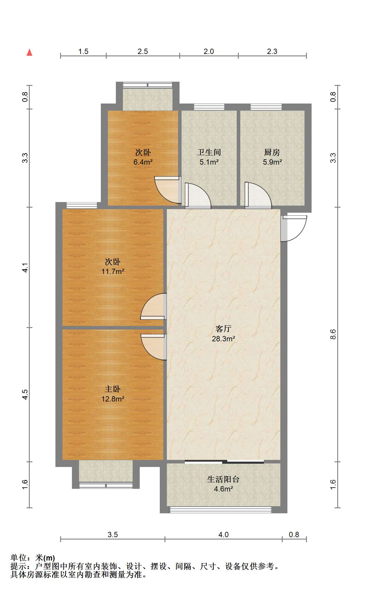 翠湖景苑 3室2厅1卫 100.00m&sup2;
