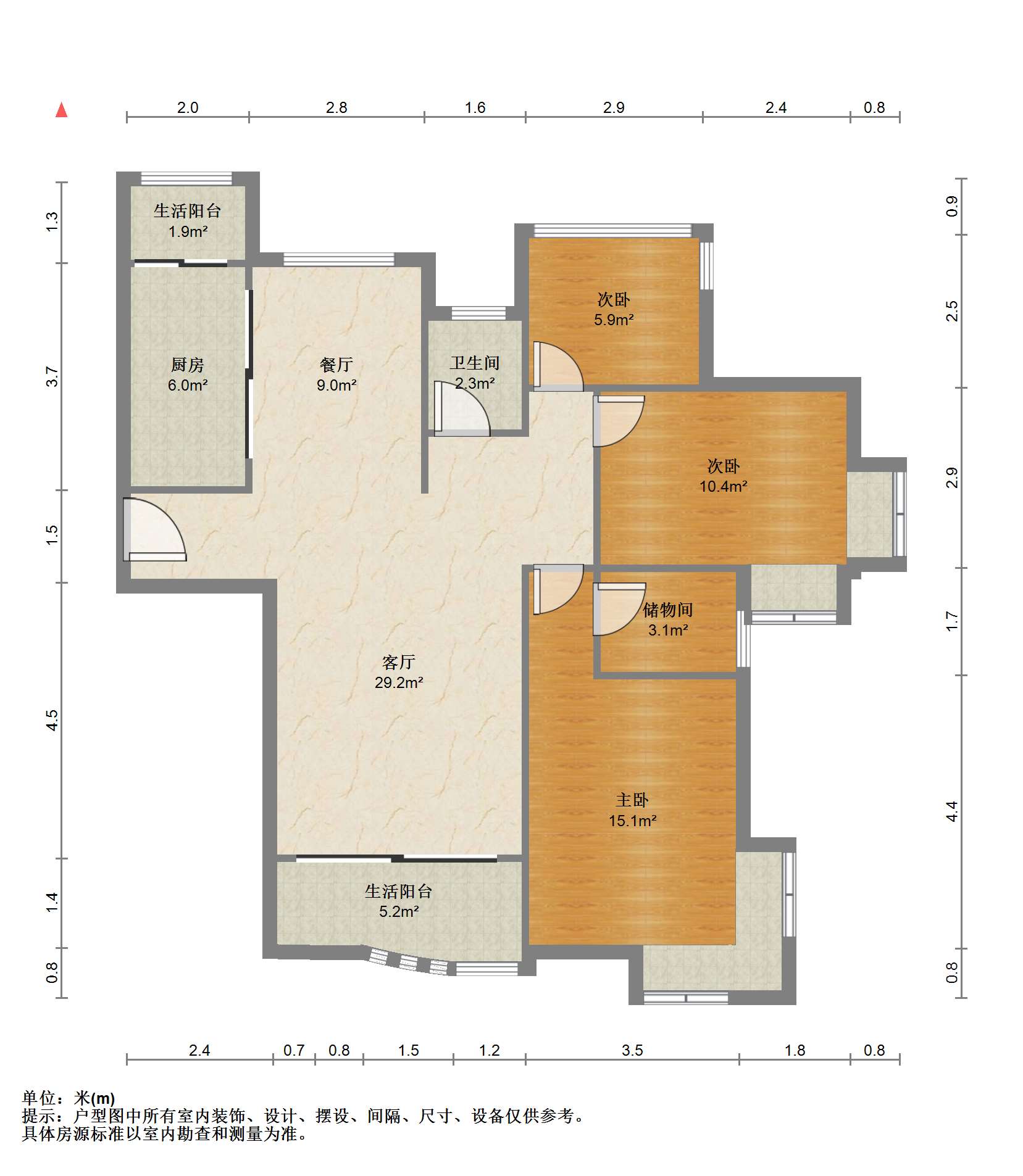 优山美地花园南区 3室2厅1卫 121.06m&sup2;