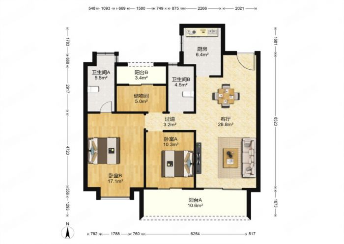 华润悦锦湾 3室2厅1卫 120.00m&sup2;