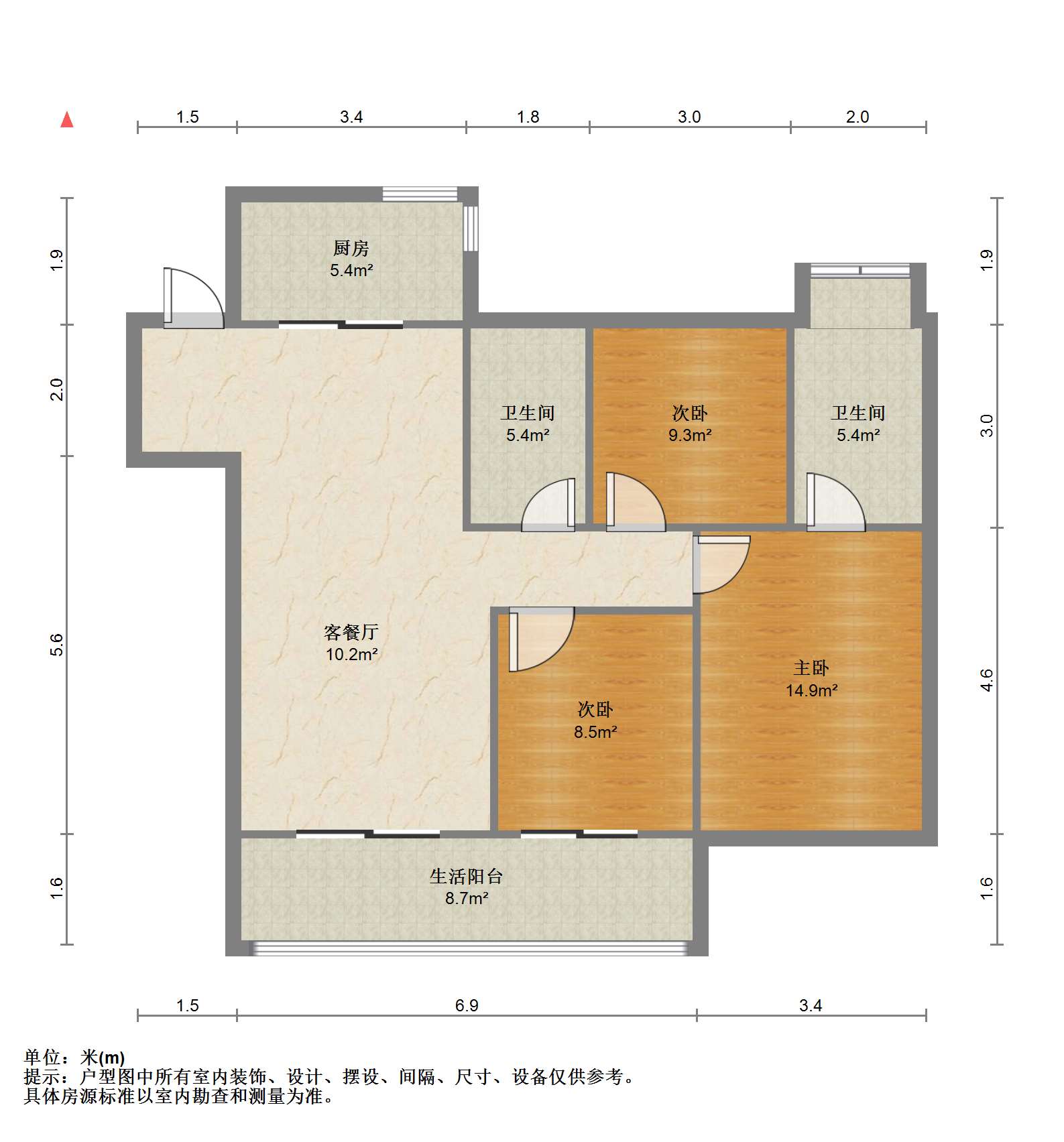 滨江道静园 3室2厅2卫 117m&sup2;