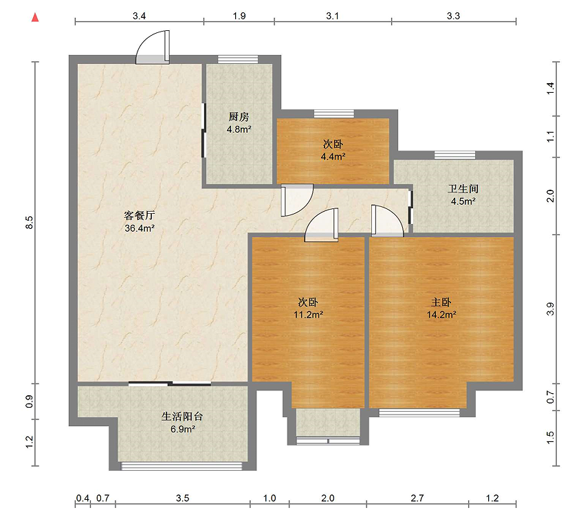 佳源都市 3室2厅1卫 100.00m&sup2;