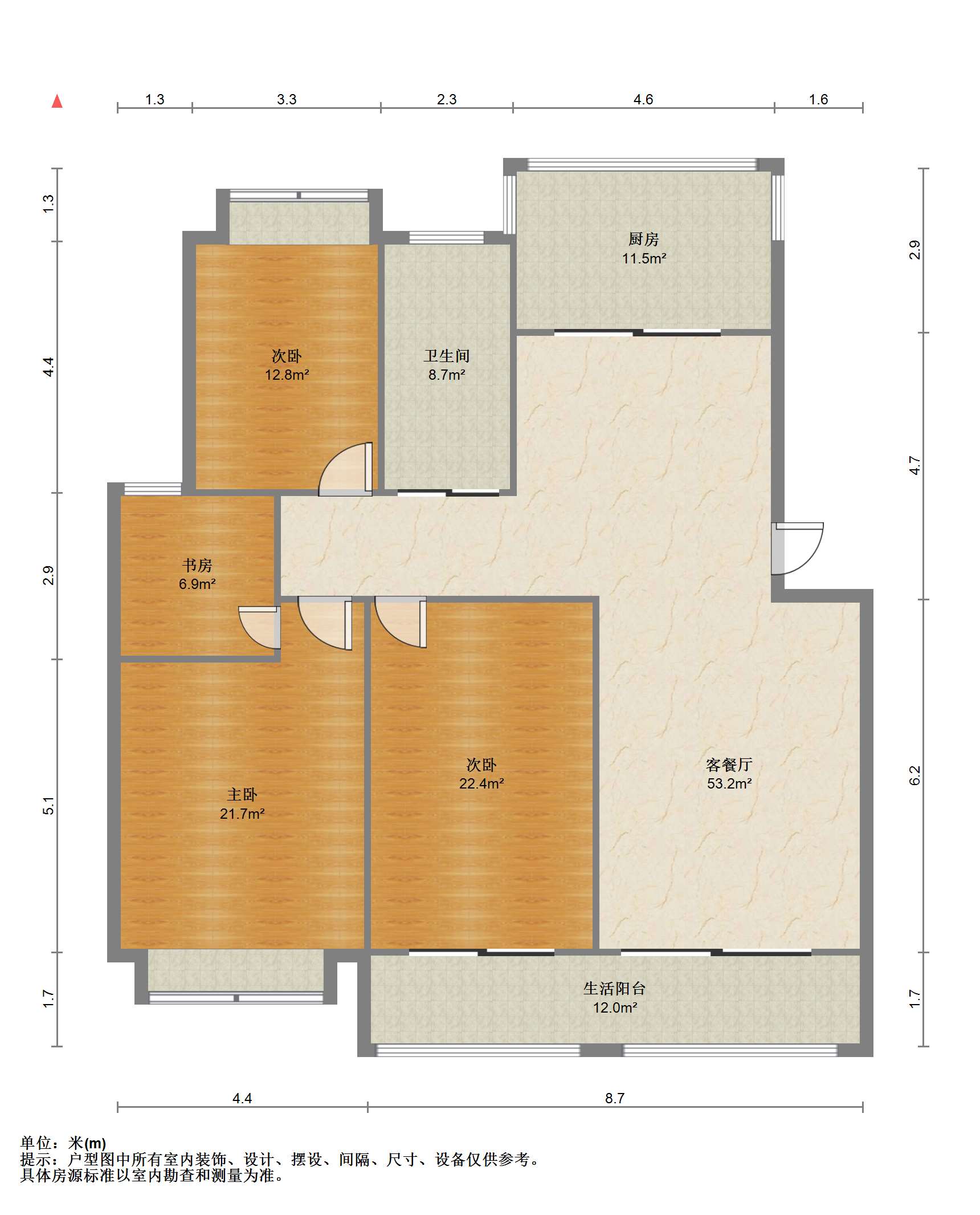 盛和永兴花苑 4室2厅1卫 150.00m&sup2;