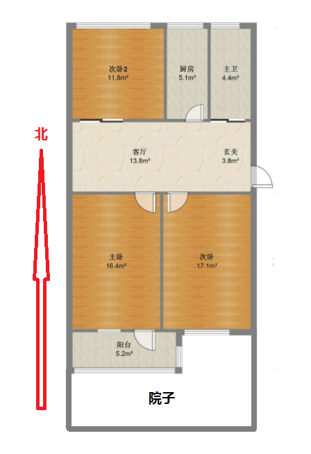 北郭北村 3室1厅1卫 84.22m&sup2;