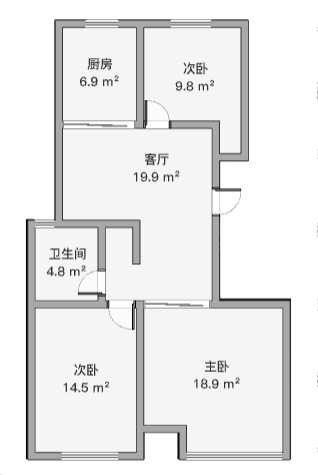 锦峰大厦 3室1厅1卫 108.09m&sup2;
