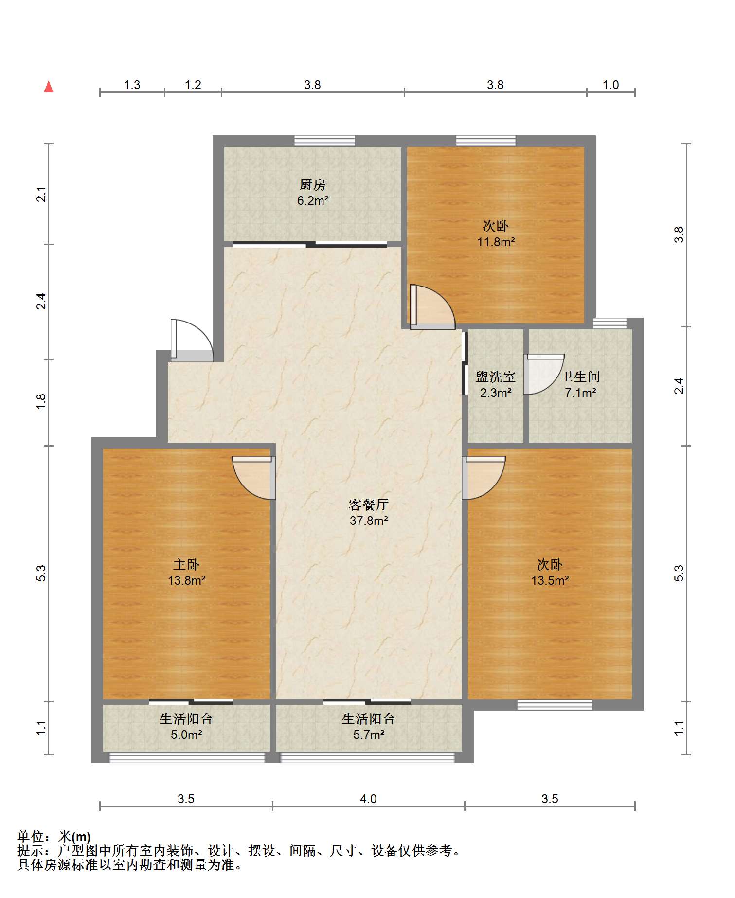 千禧园 3室2厅1卫 112.7m&sup2;