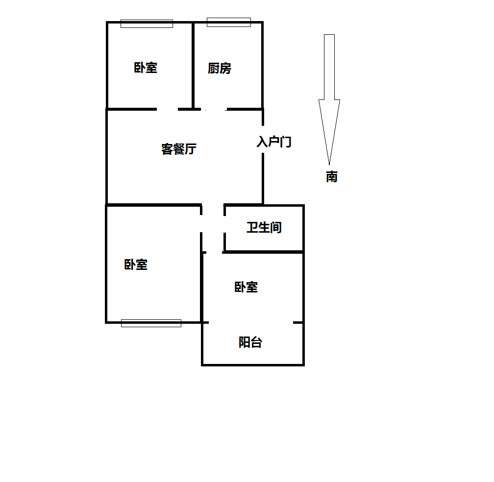 濠西园华迪小区 3室2厅1卫 88.01m&sup2;