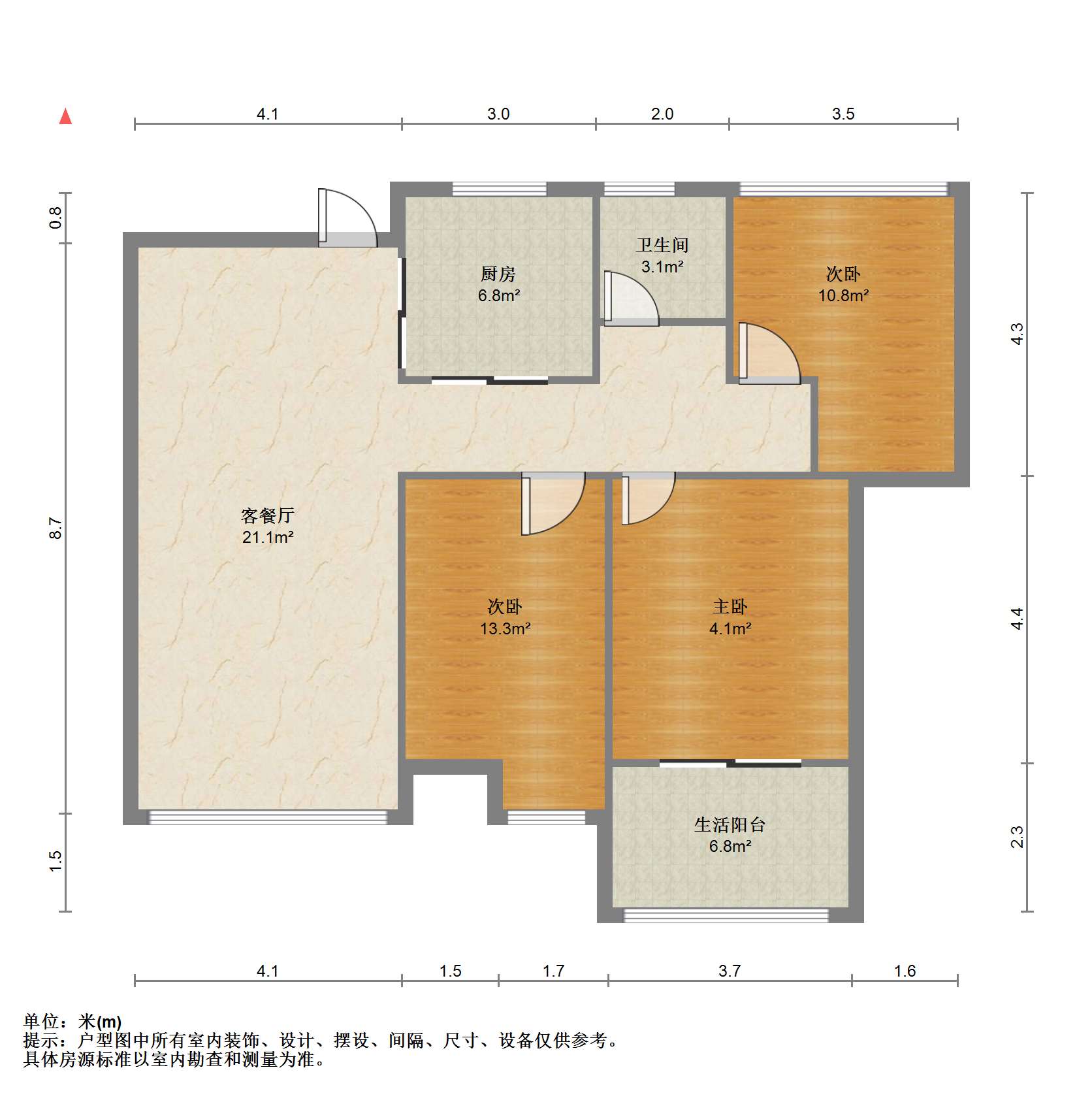 南山湖一号 3室2厅1卫 106m&sup2;