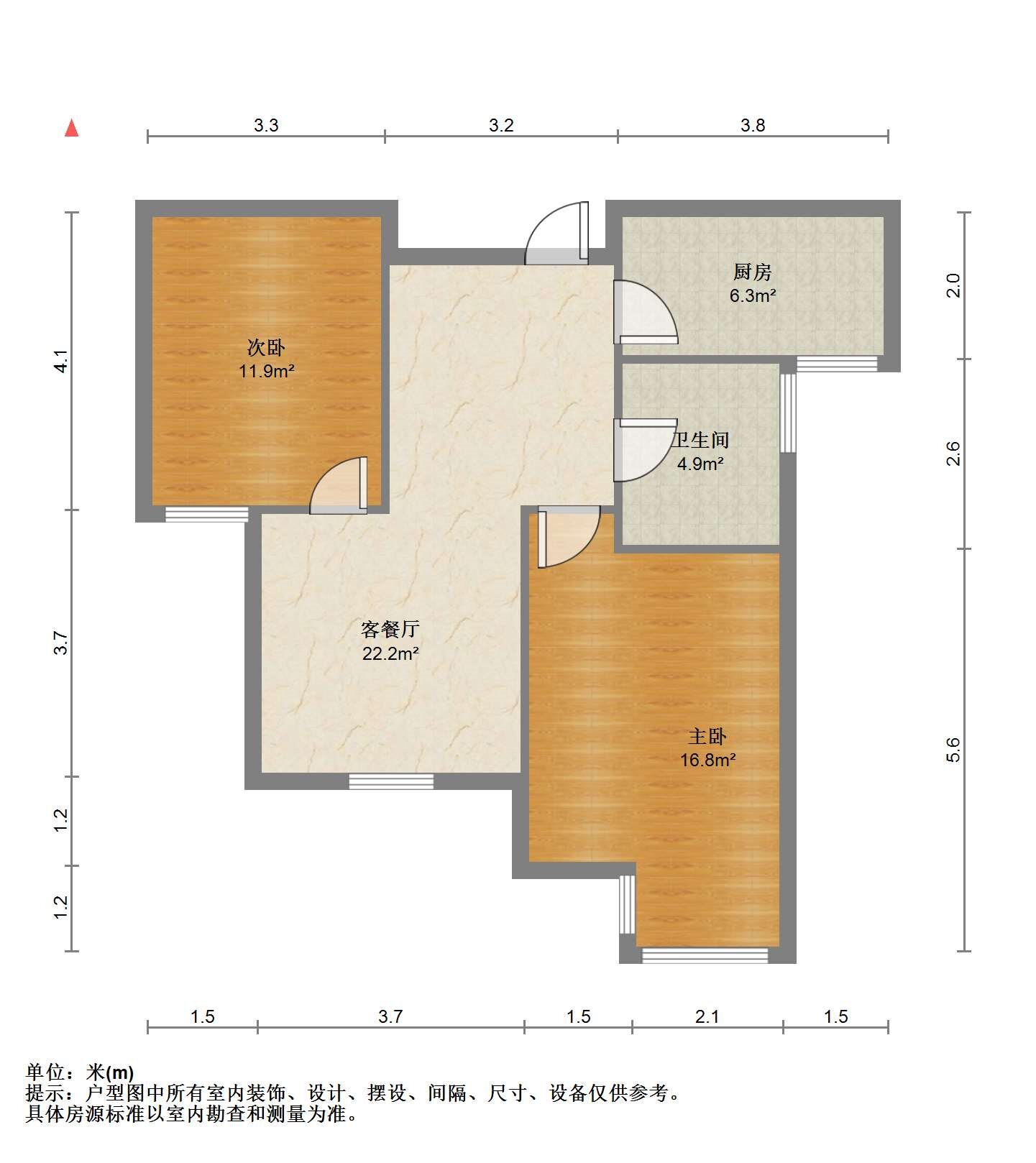 富都豪园 2室2厅1卫 89.00m&sup2;