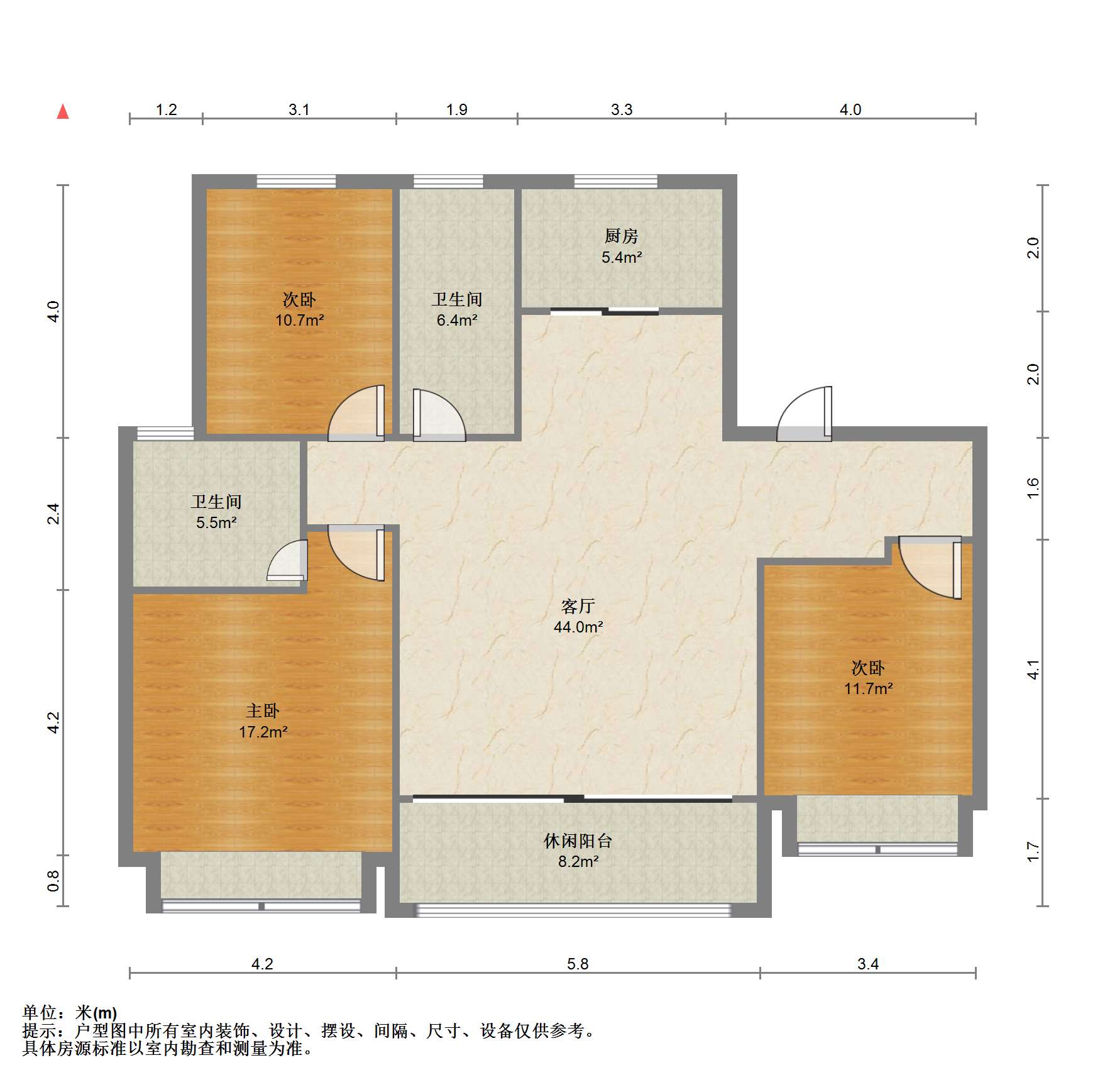 滨江道江园 3室2厅2卫 129m&sup2;
