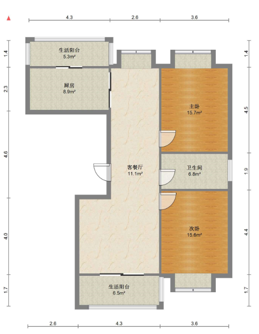 苏建花园城 2室2厅1卫 115m&sup2;
