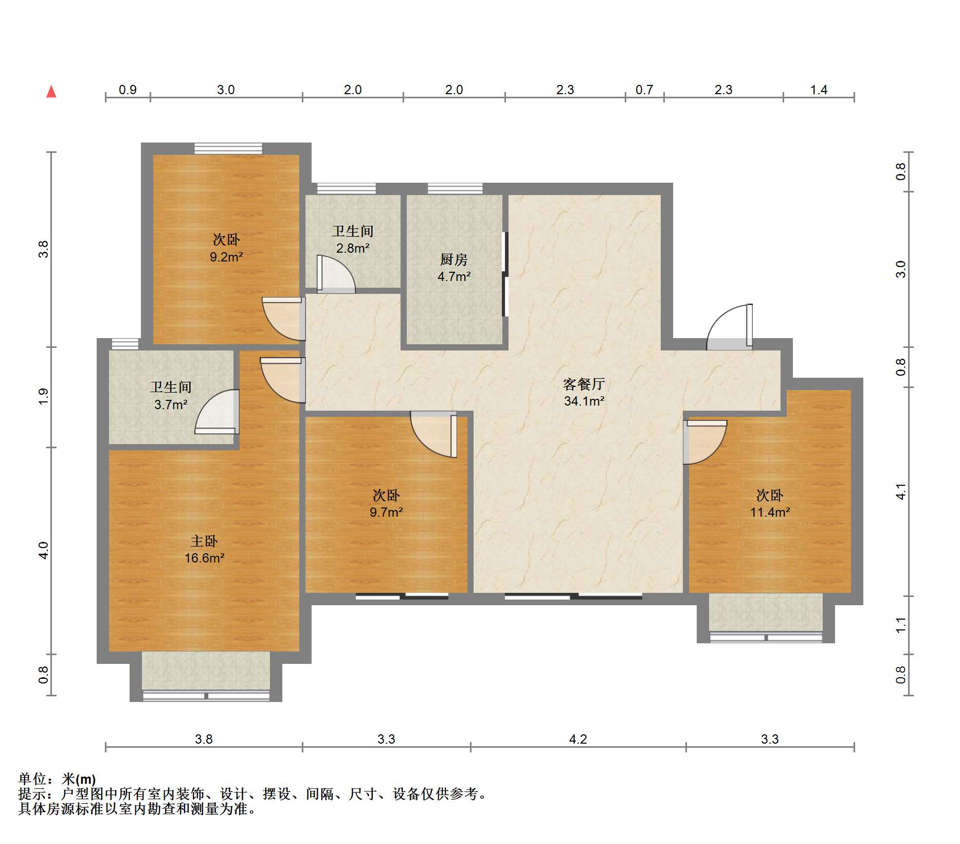佳期漫 4室2厅2卫 121.2m&sup2;