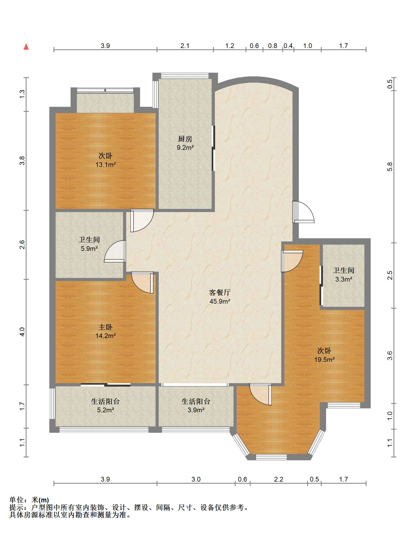 军山花园 3室2厅2卫 138m&sup2;
