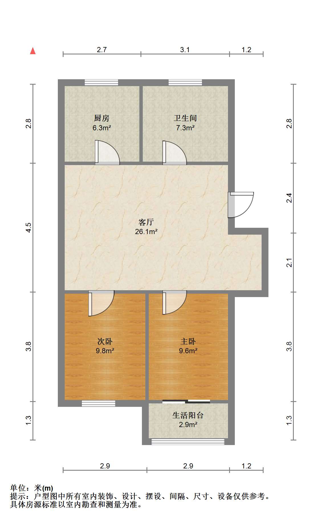 永和佳苑北区 3室1厅1卫 83.7m&sup2;