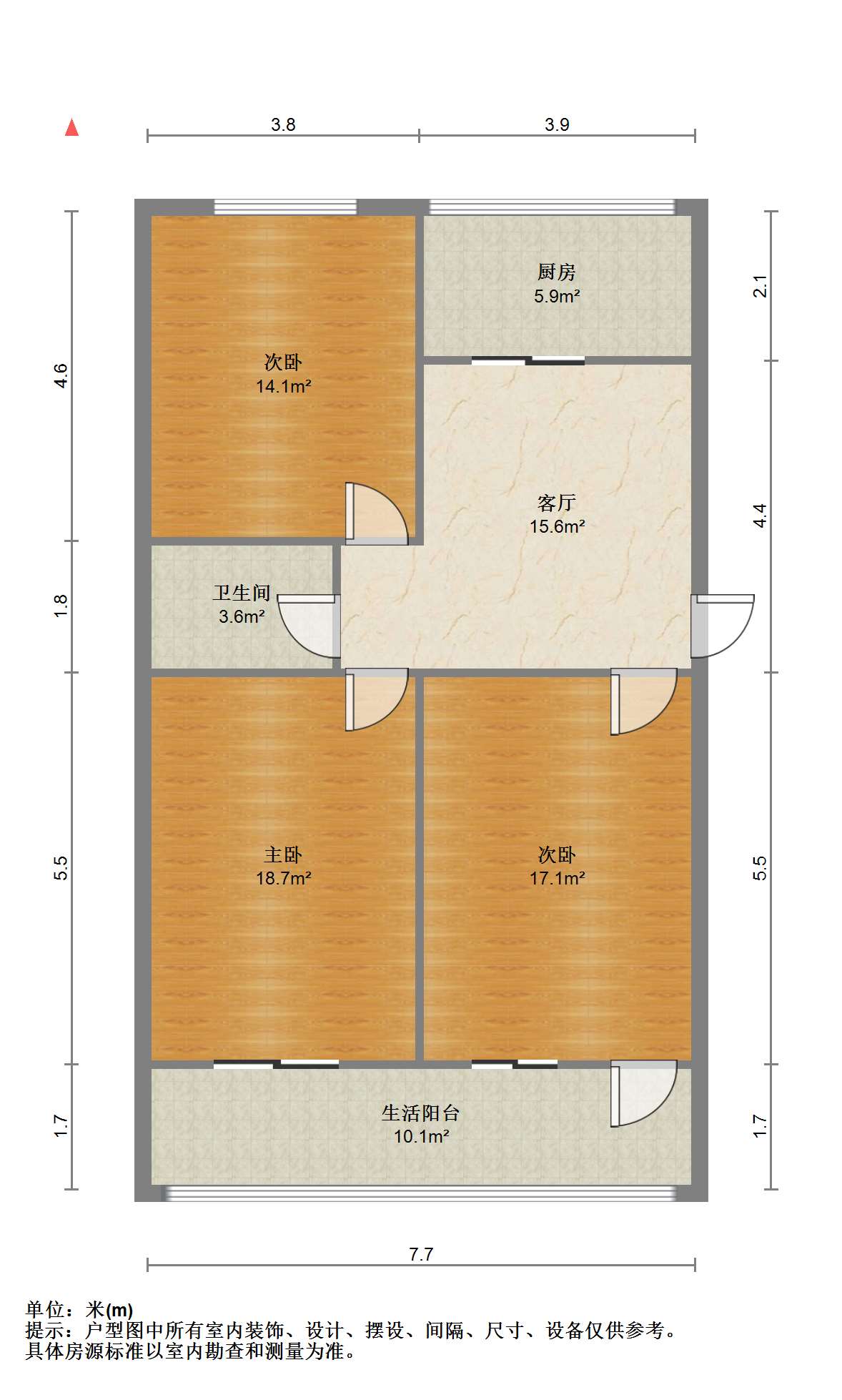 花行桥新村 3室1厅1卫 88.57m&sup2;