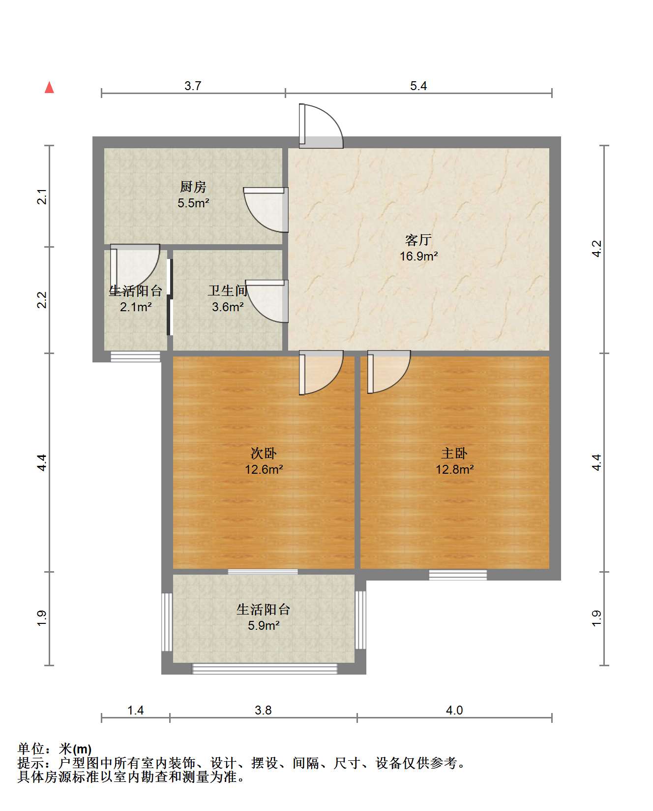 惠泽苑 2室1厅1卫 84m&sup2;