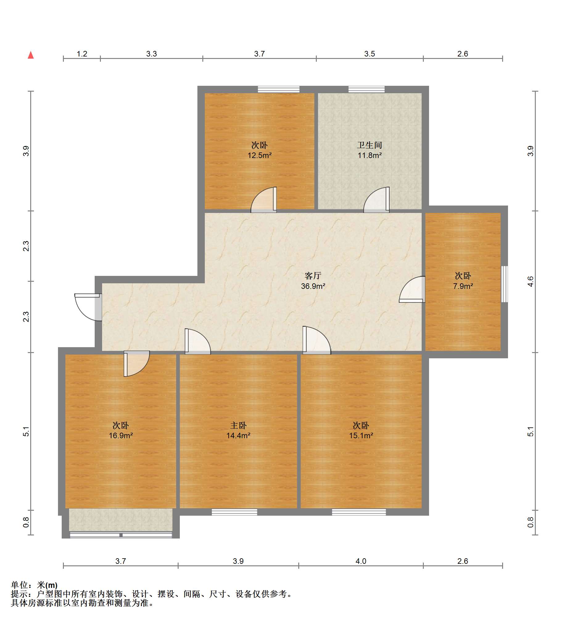 紫东南苑北区 3室1厅1卫 132.00m²