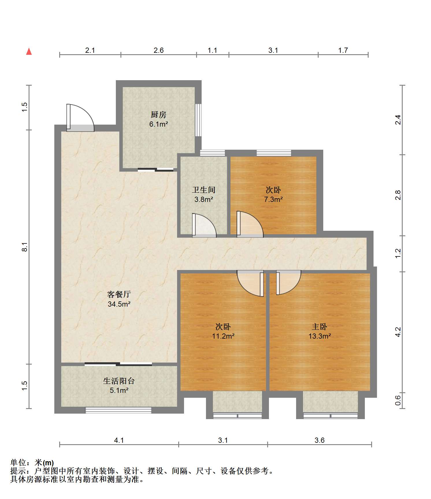 华润悦锦湾 3室2厅1卫 119.00m&sup2;