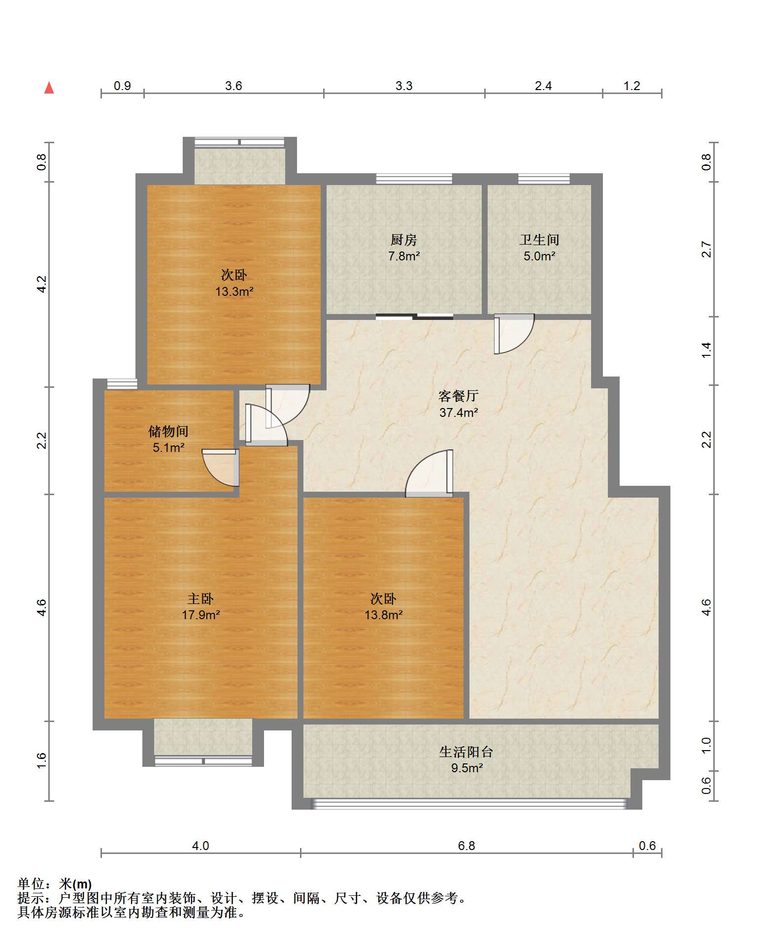 金霞东苑 3室2厅1卫 133.4m&sup2;