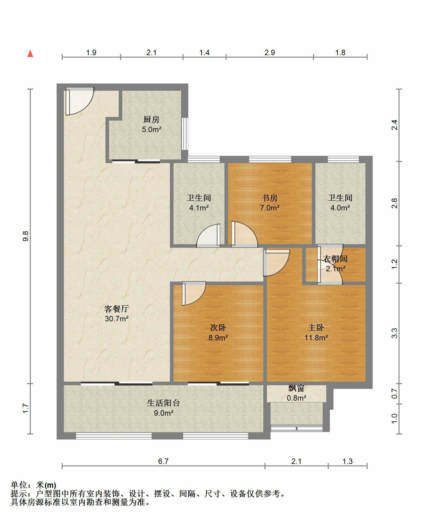 华润悦府 3室2厅1卫 108.95m&sup2;