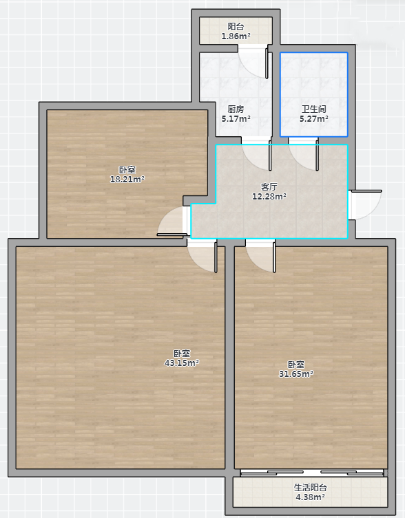 锦城苑 2室1厅1卫 80m&sup2;