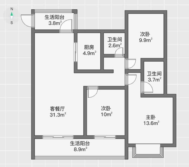 春风南岸西园 3室2厅2卫 121.96m&sup2;