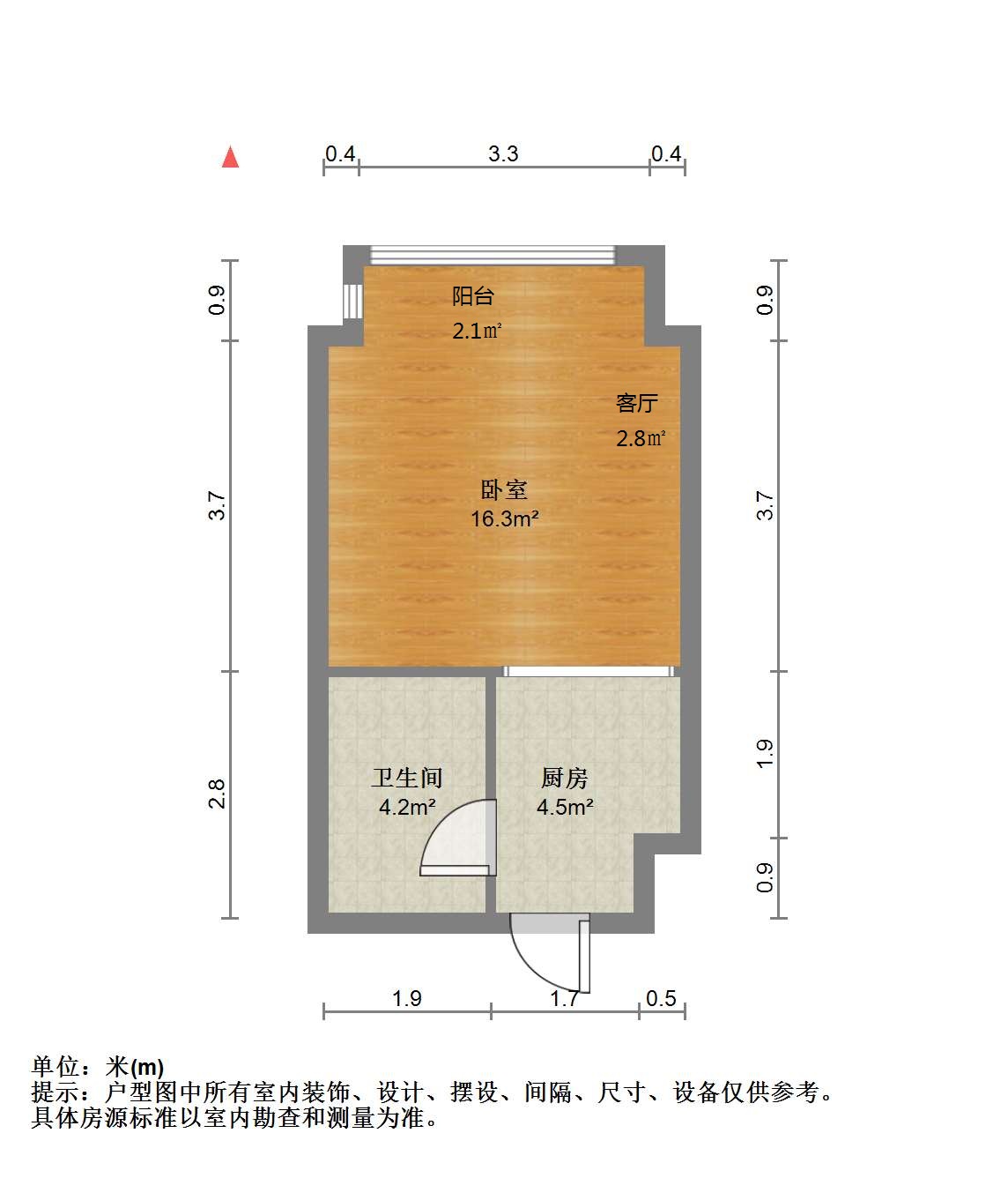 南通万达广场 1室1厅1卫 37m&sup2;