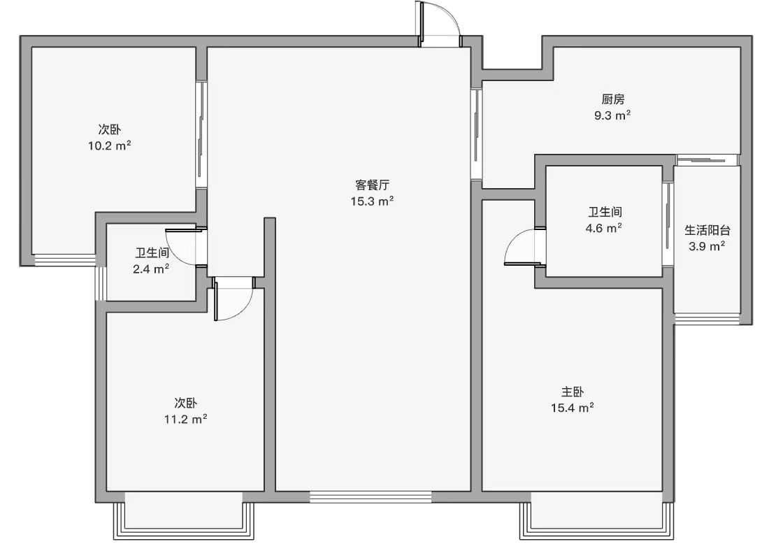 华强城一期 3室2厅2卫 120.4m&sup2;