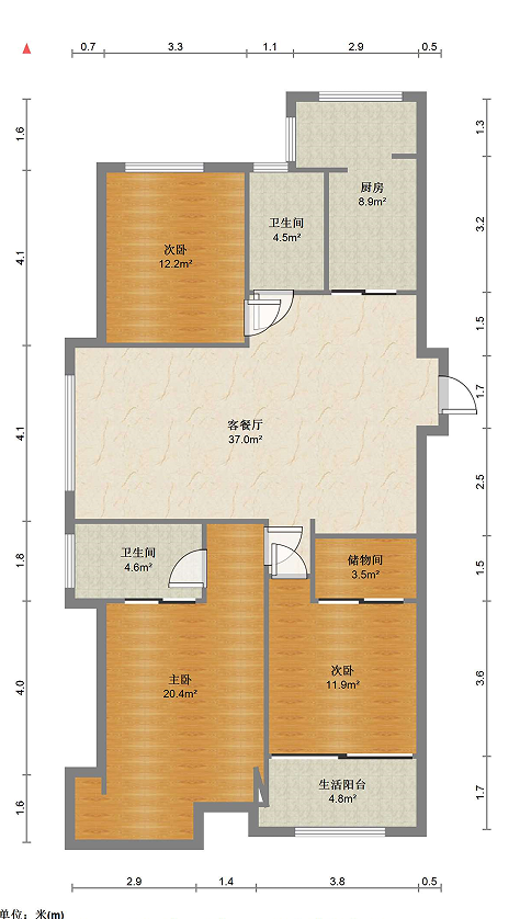 湖畔天下 3室2厅2卫 133m&sup2;