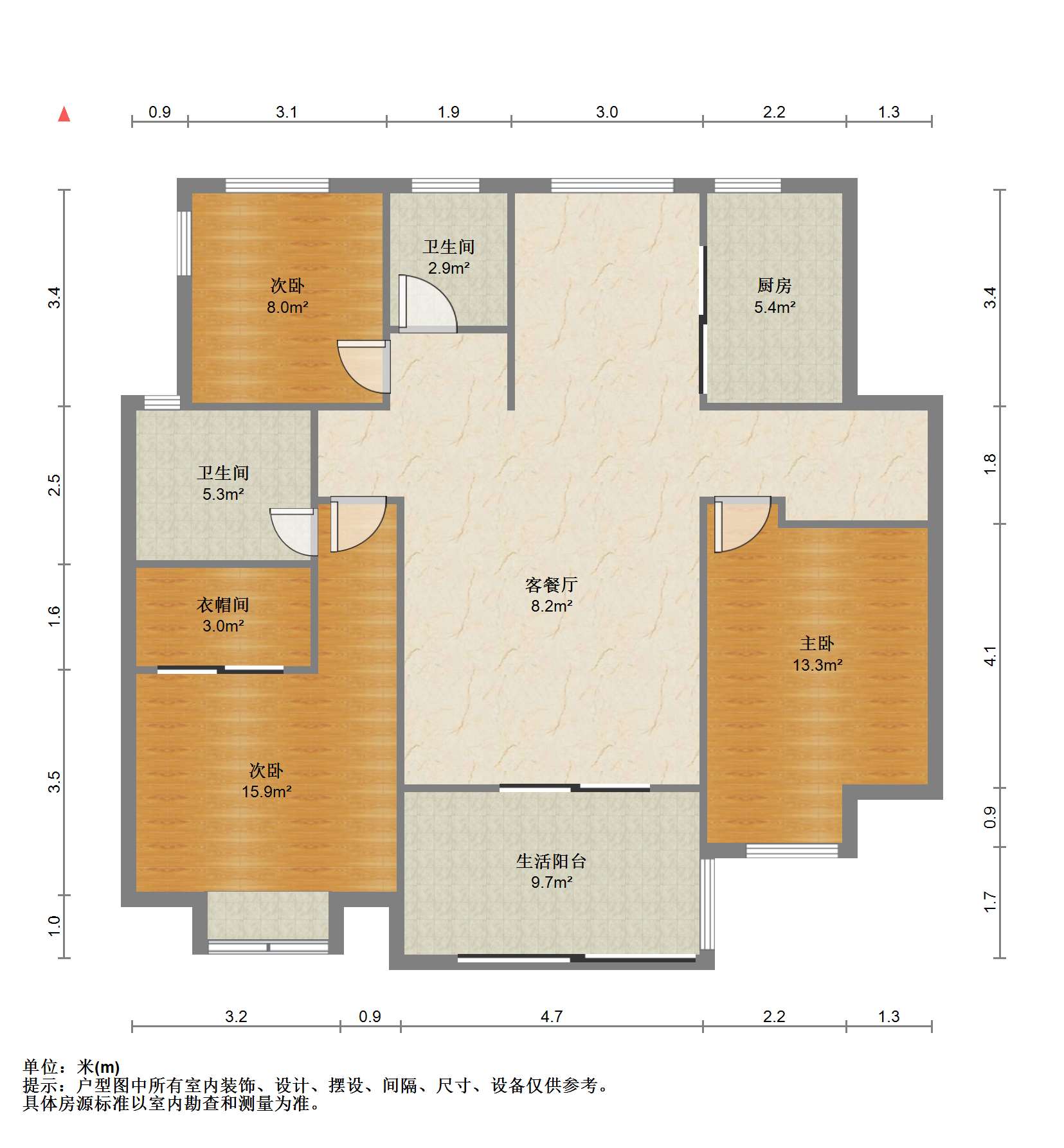 万科公园里一期 3室2厅2卫 120.65m&sup2;