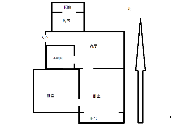北郭北村 2室2厅1卫 62.65m&sup2;