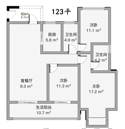 春风南岸东园 3室2厅2卫 121.96m&sup2;