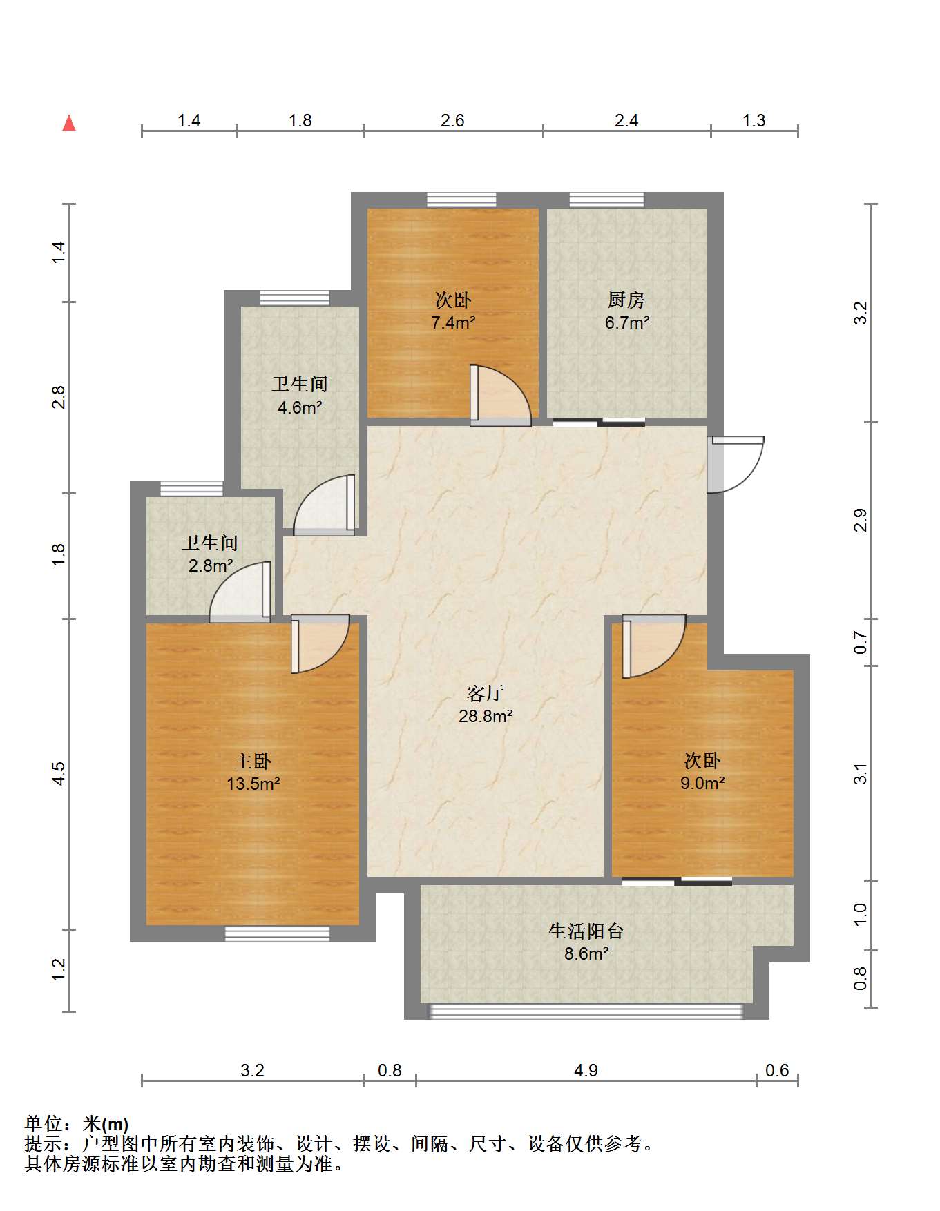 东时区 3室2厅2卫 96m&sup2;